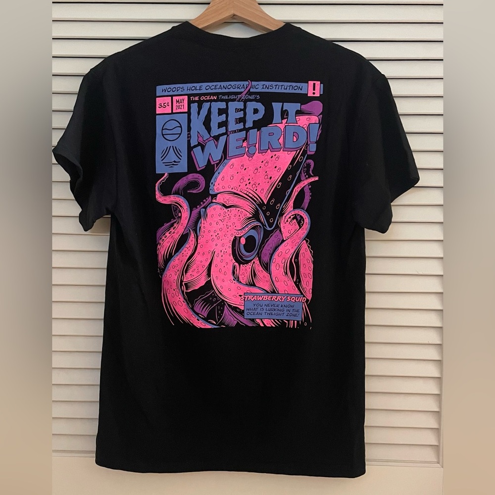 Woods Hole Black Graphic Tee with Pink Octopus Design